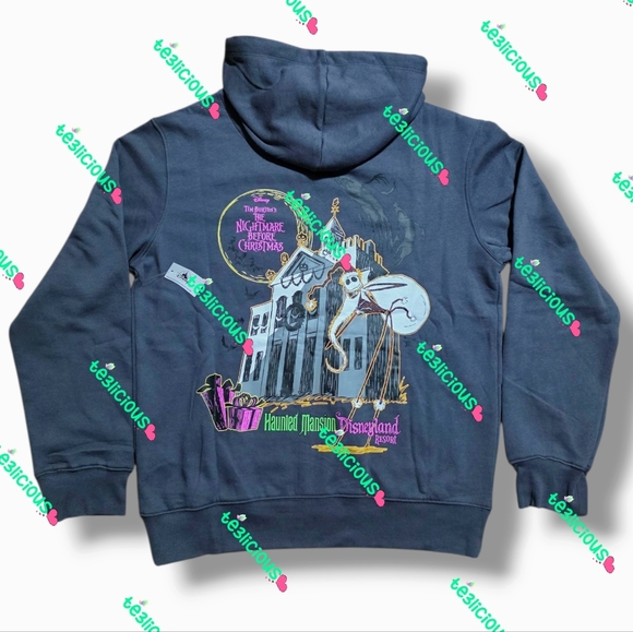 Disney Tops - 2025 DISNEYLAND NIGHTMARE BEFORE CHRISTMAS HAUNTED MANSION GRAY ZIPPED HOODIE
